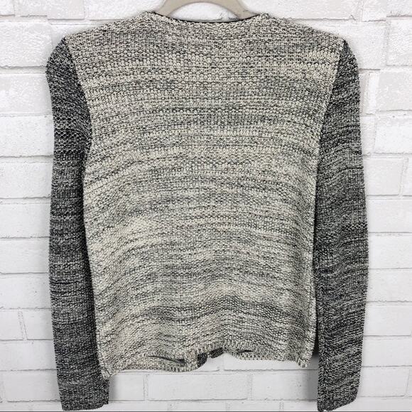 Talbots Tweed Color Block Zip Up Jacket Cardigan w/ Faux Leather Trim Size Small - Picture 2 of 5